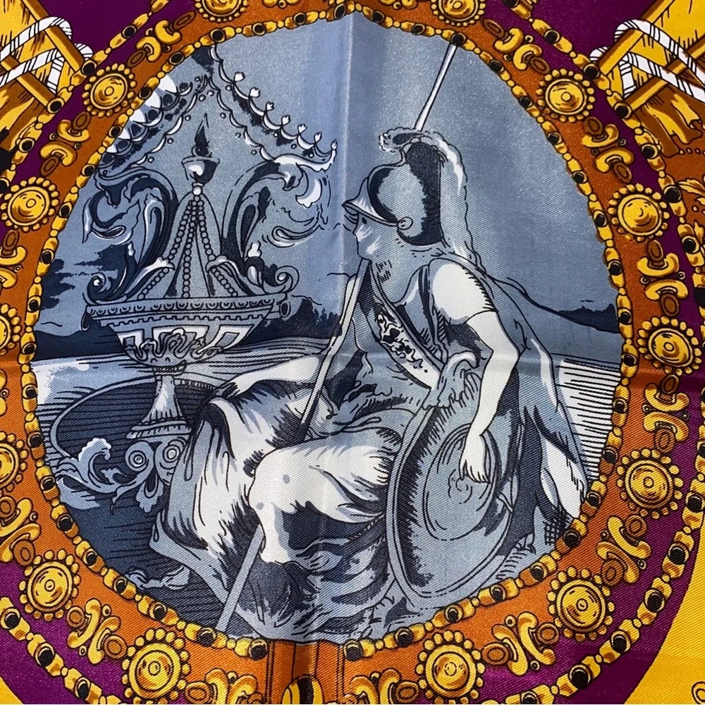 Vintage Golden Dragon‎ silk scarf King of King Knights
